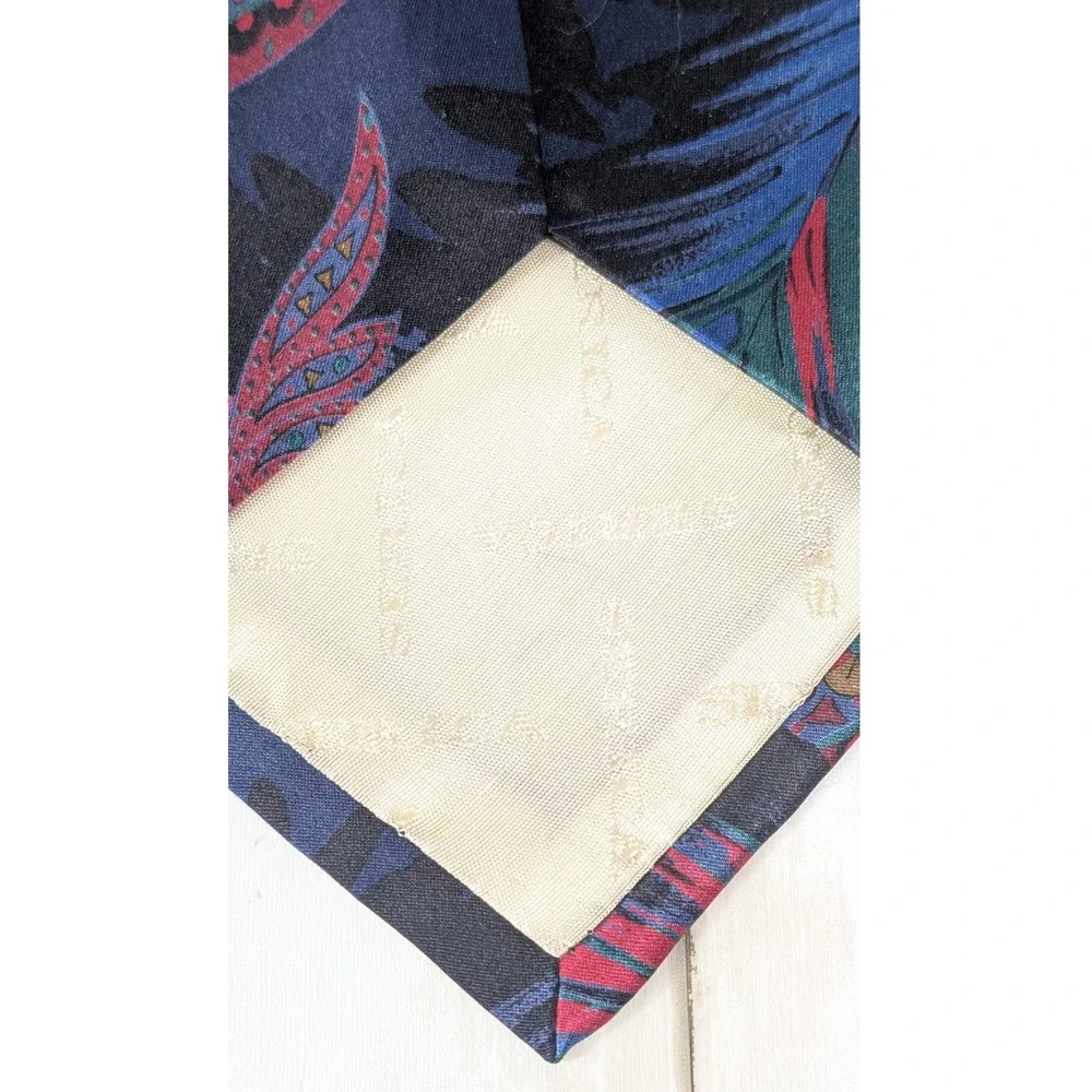 Serica Italy Silk Necktie Mens Paisley Floral Red Blue Vintage‎ 90s